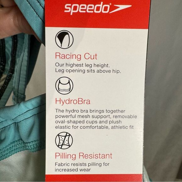 Speedo Active Quantum Fusion Splice gray and aqua one piece swimsuit size 4 NWT - Picture 9 of 10